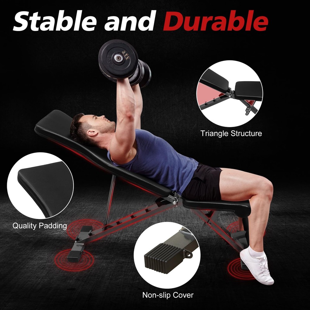 Adjustable & Foldable Weight Bench Press, Decline Bench for Dumbbell Exercise...