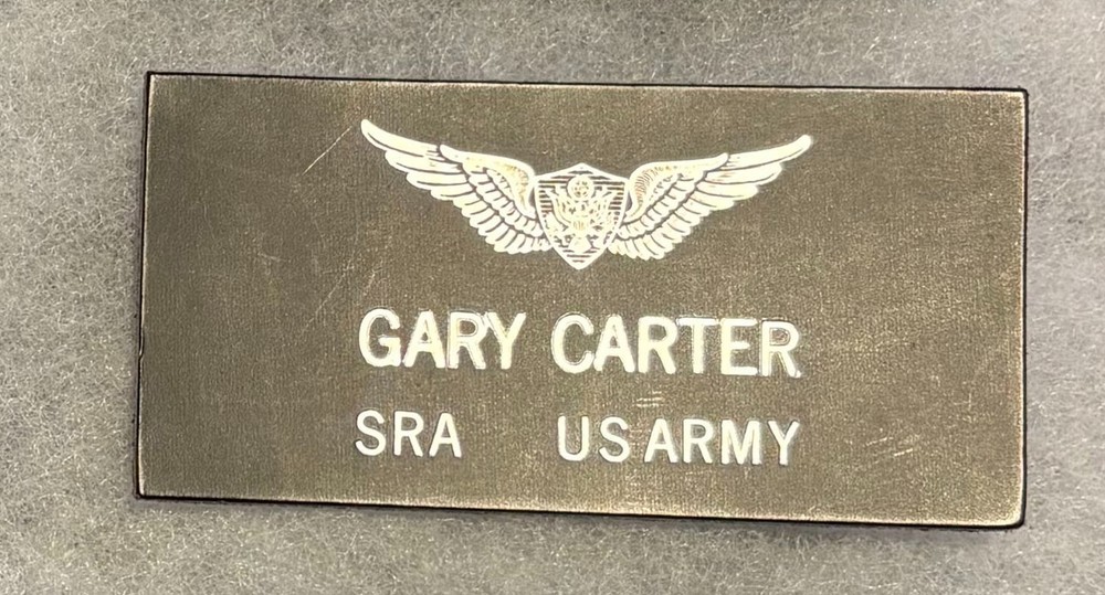 US Army Gary Carter SRA Pilots Jacket Name Tag