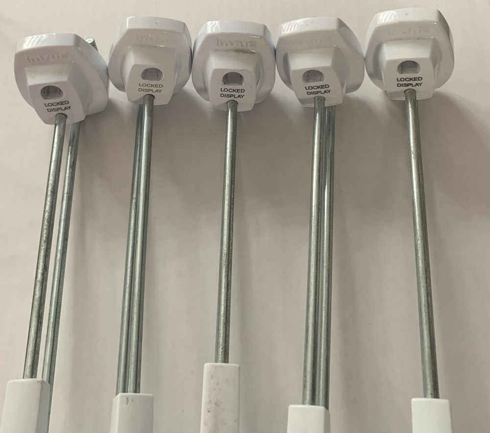 (5) inVue 8 inch Locking Security Hooks For Retail Display Slat Wall Peg Hook
