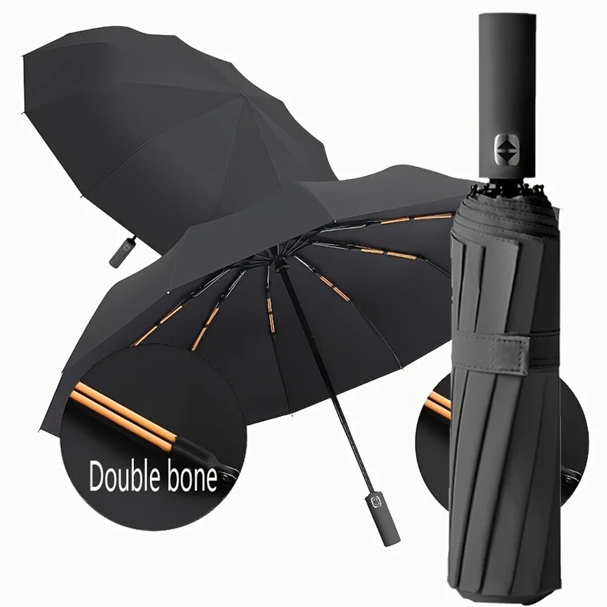 1pc 12-Bone Automatic Folding Umbrella UV Resistant with Strong Durable Frame