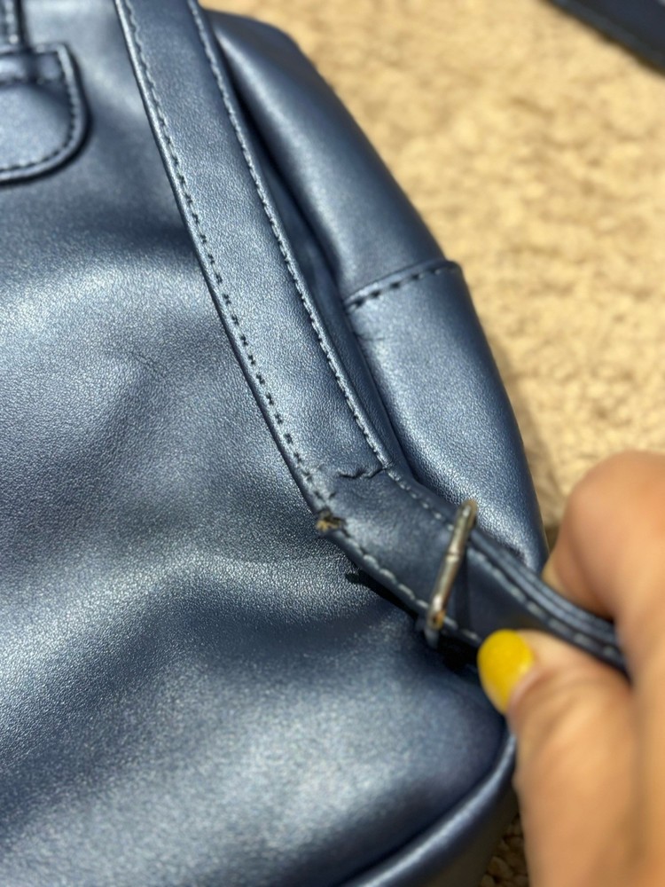 Girls Small Backpack Blue Rhinestone Two Pockets Adjustable Straps