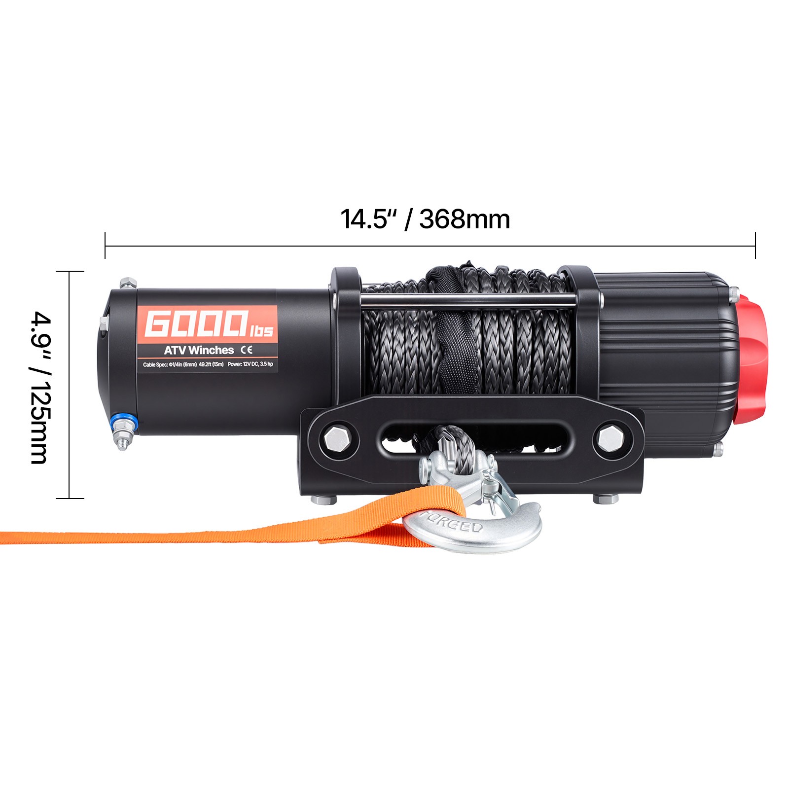 Uimoso 6000 lbs Electric Winch 12V with Synthetic Rope & Wireless Remote Control