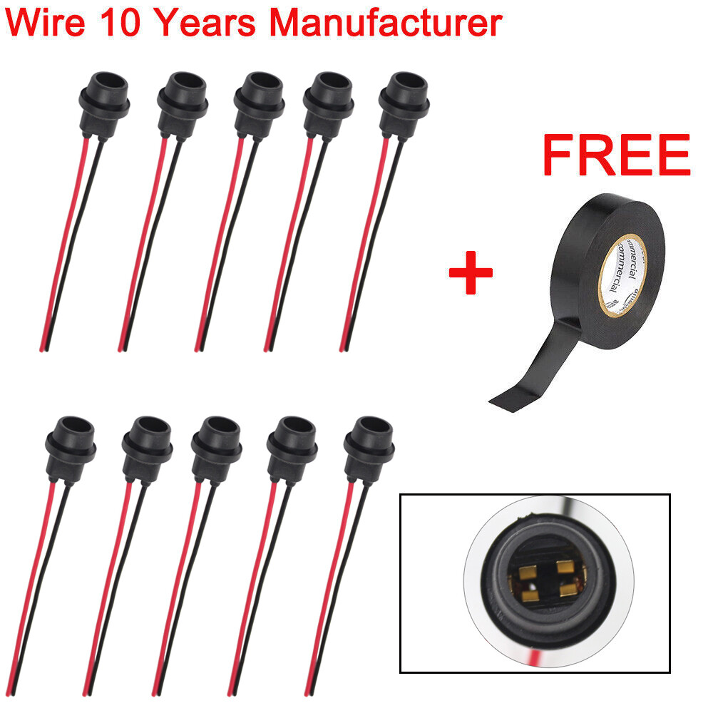 10Psc Pigtail Replacement light Wire Harness socket for Landscape Light Bulbs