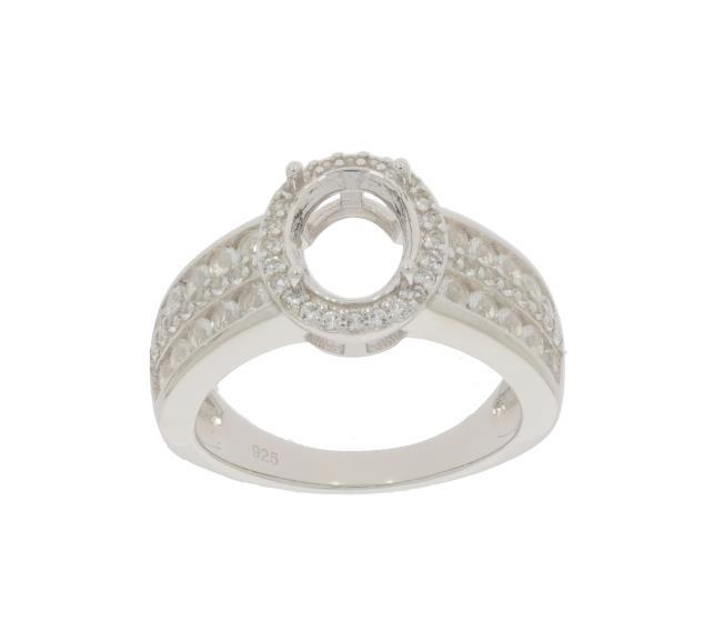 Sterling Silver Semi Mount Ring Setting Oval OV 9x7mm