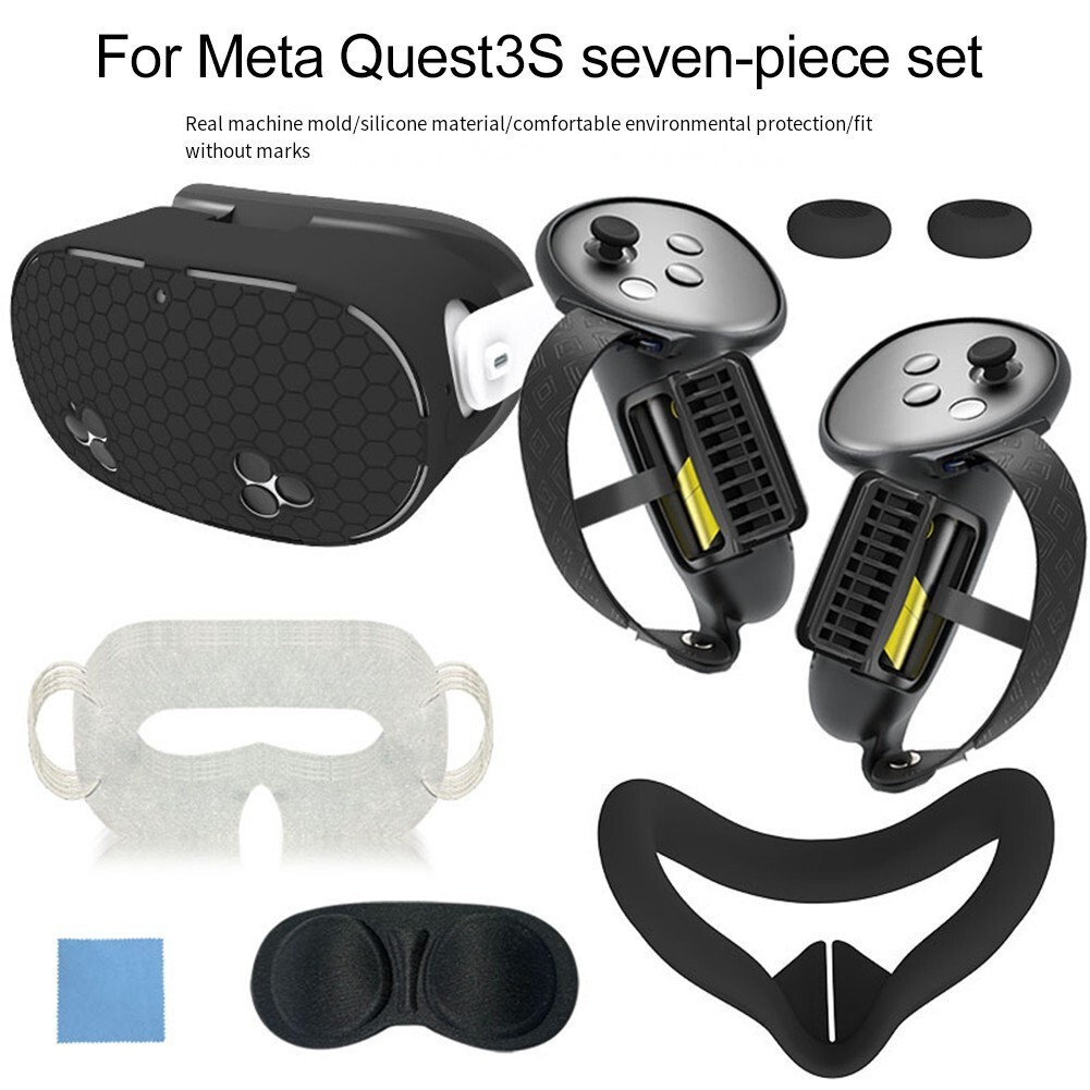 7pcs Accessories Set Face Cover Lens Cover VR Protective Cover for Meta Quest 3S
