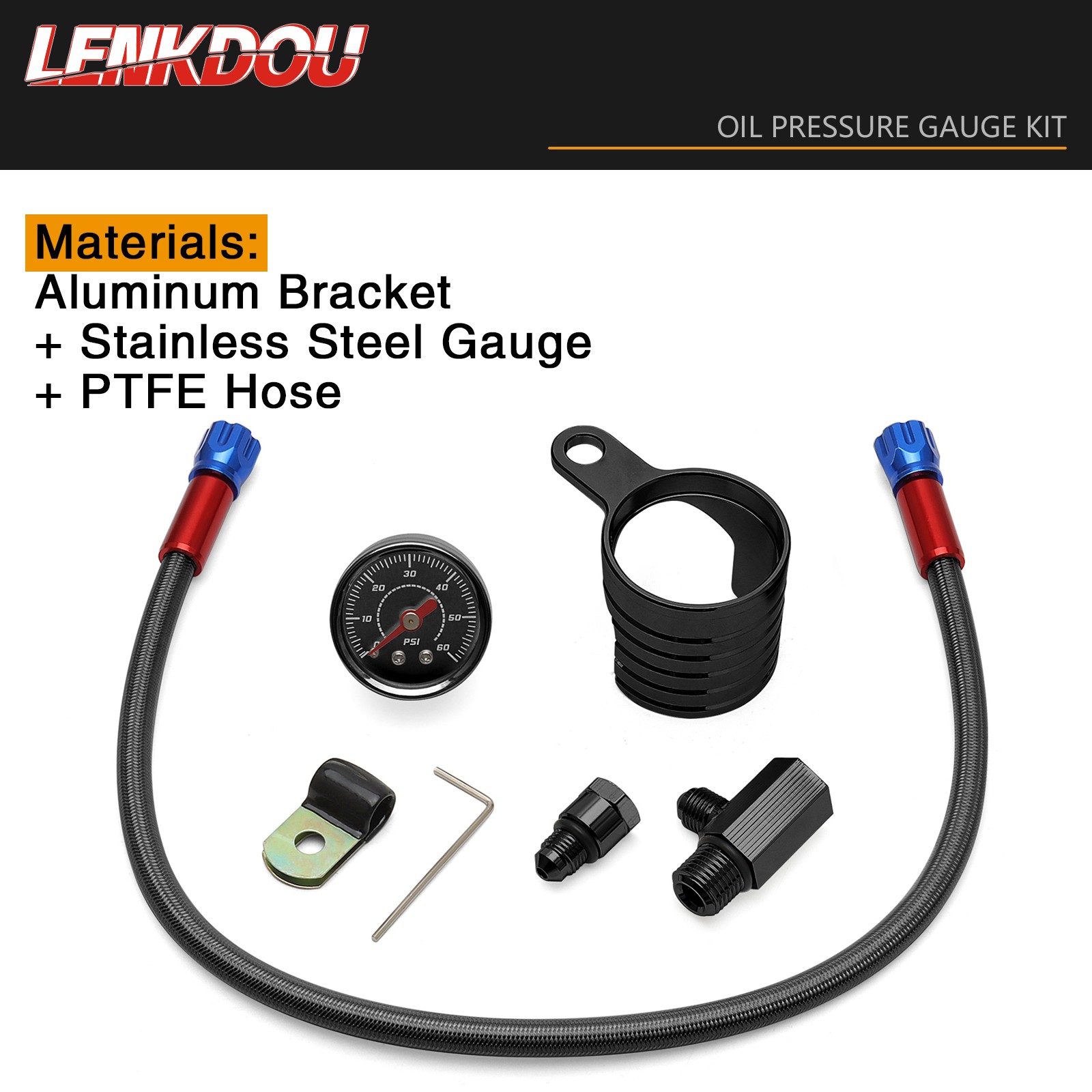 For Harley Twin Cam Black Oil Pressure Gauge Kit Touring Softail Dyna 1999-2017