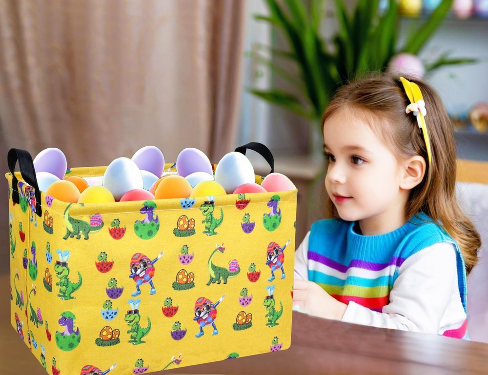BOOHIT Rectangle Empty Easter Baskets Boy Large Toy Storage Bin Girls collaps...