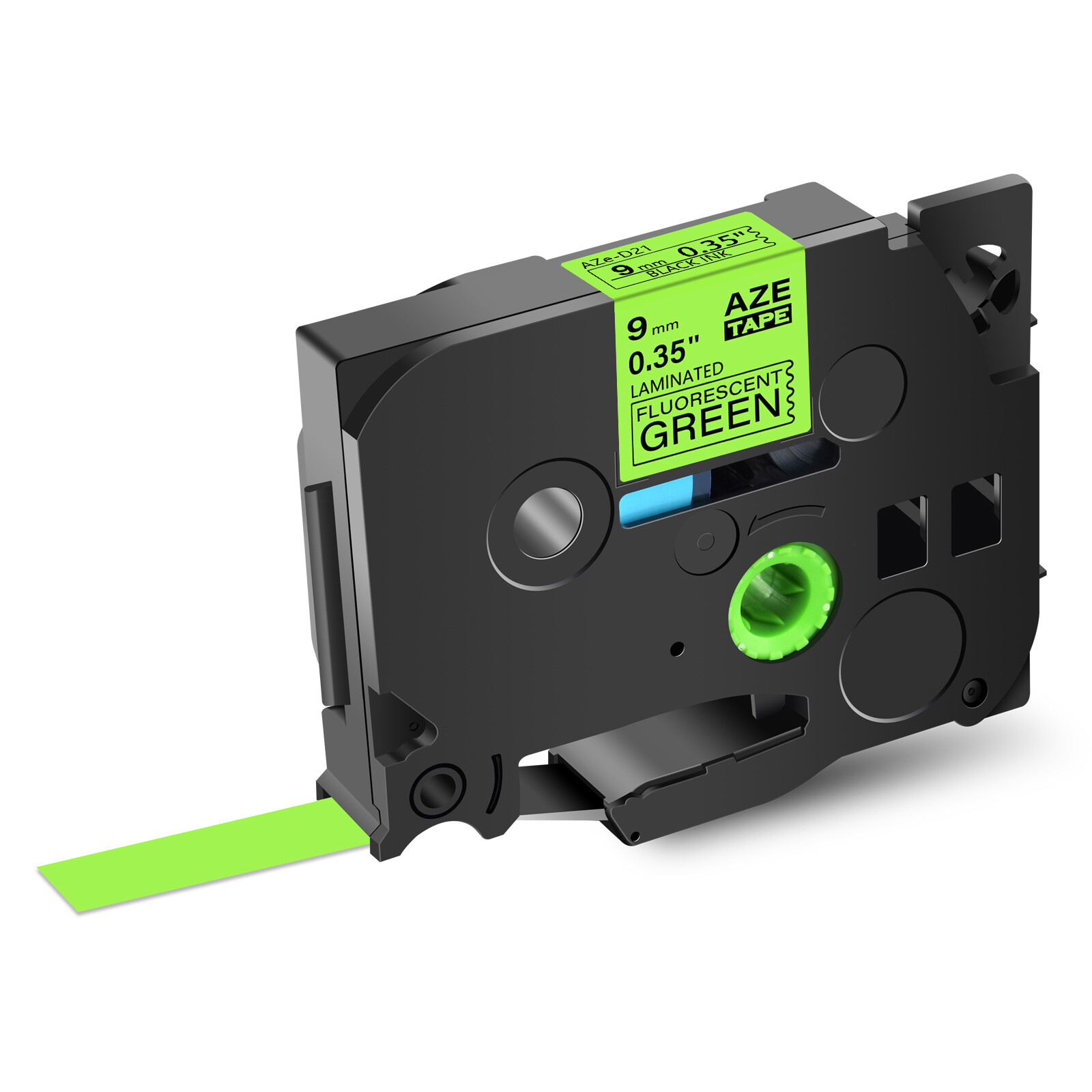 1PK Compatible with Brother PTouch Tze Tz D21 Fluorescent Green Label Tape 9mm