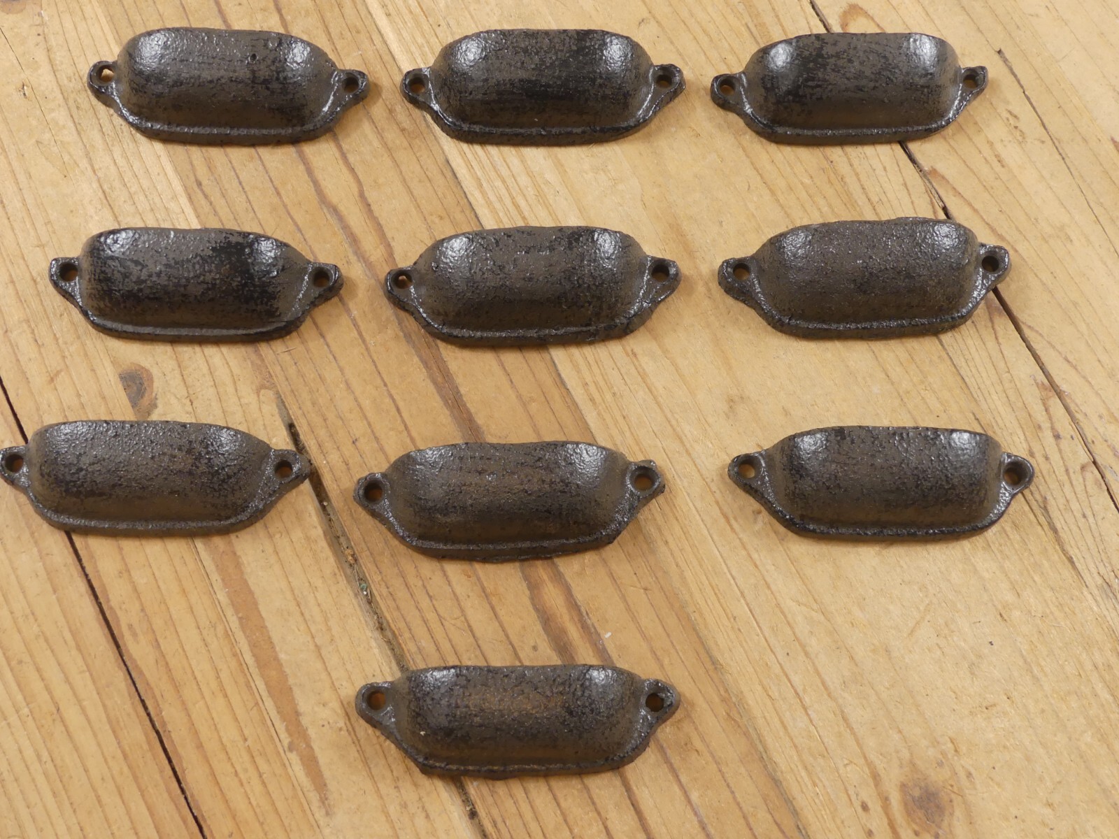 10 Cast Iron Brown Ornate Pulls Drawer Cabinet Bin Handles Rustic Vintage Farm