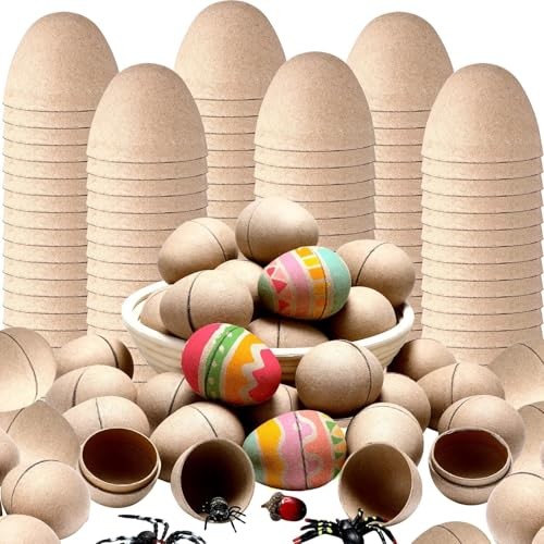 DIY Easter Eggs Craft Kit - 12 Blank Paper Mache Egg Shapes for Egg