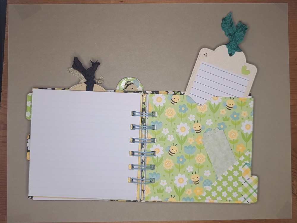 Little cinched journal notebook, Spring, handmade