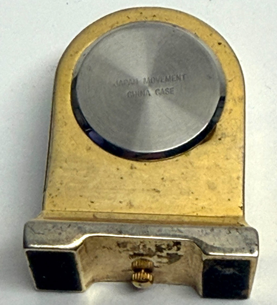 Vintage "Perini" Gold Tone Mini Clock - Quartz Analog - Untested