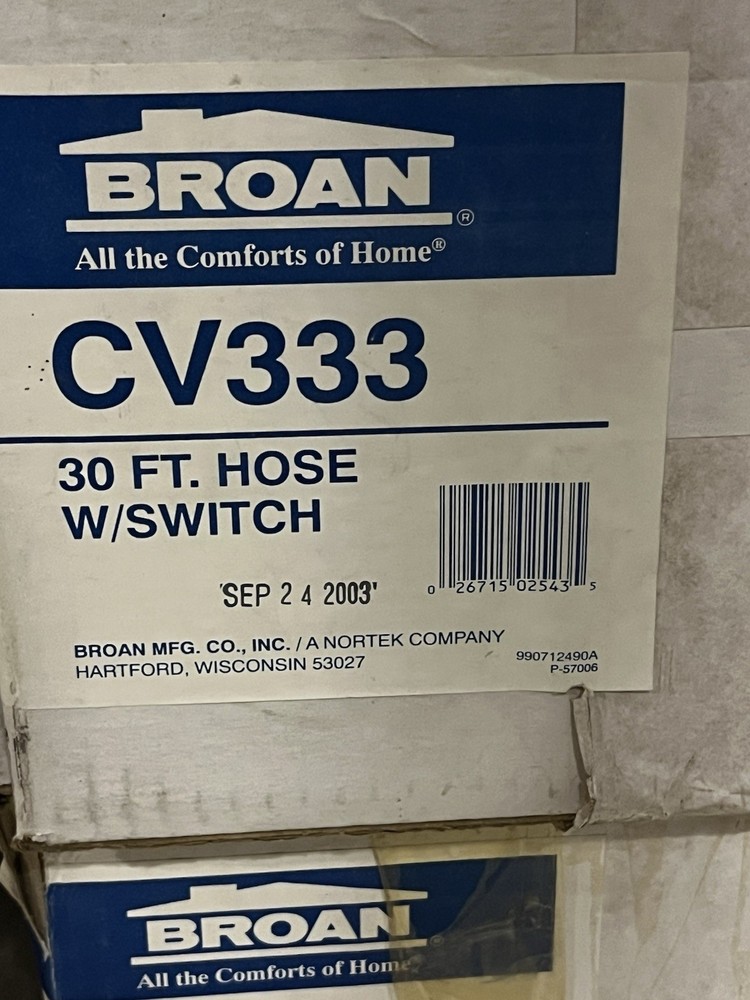 Broan CV333 - 30 FT HOSE W/SWITCH