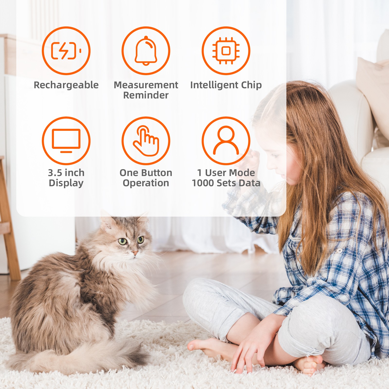 Pet Blood Pressure Monitor 5Cuffs for Dog&Cat Rechargeable for Family Clinic Use