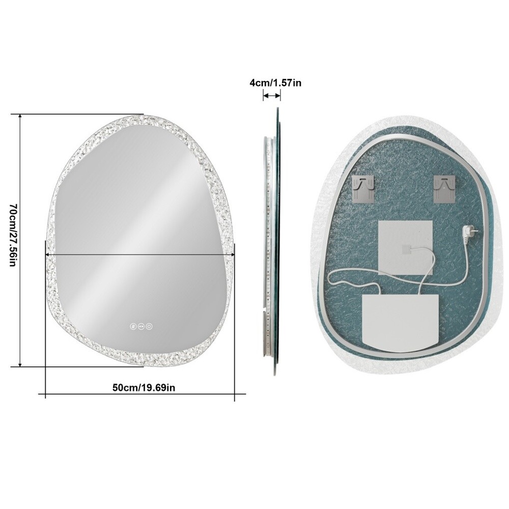 LUVODI LED Mirror Bathroom Wall Vanity Mirrors Dimmable Tempered Glass Irregular