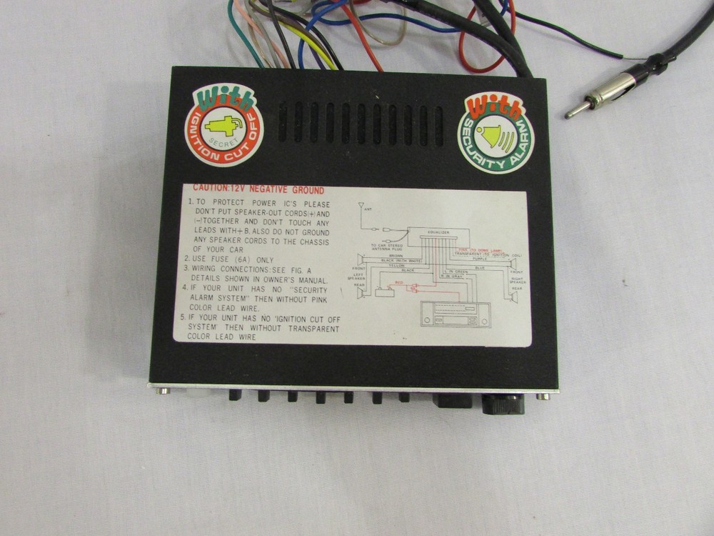 Rectilinear Sound Stereo Equalizer with Ignition Cutoff / Security Alarm