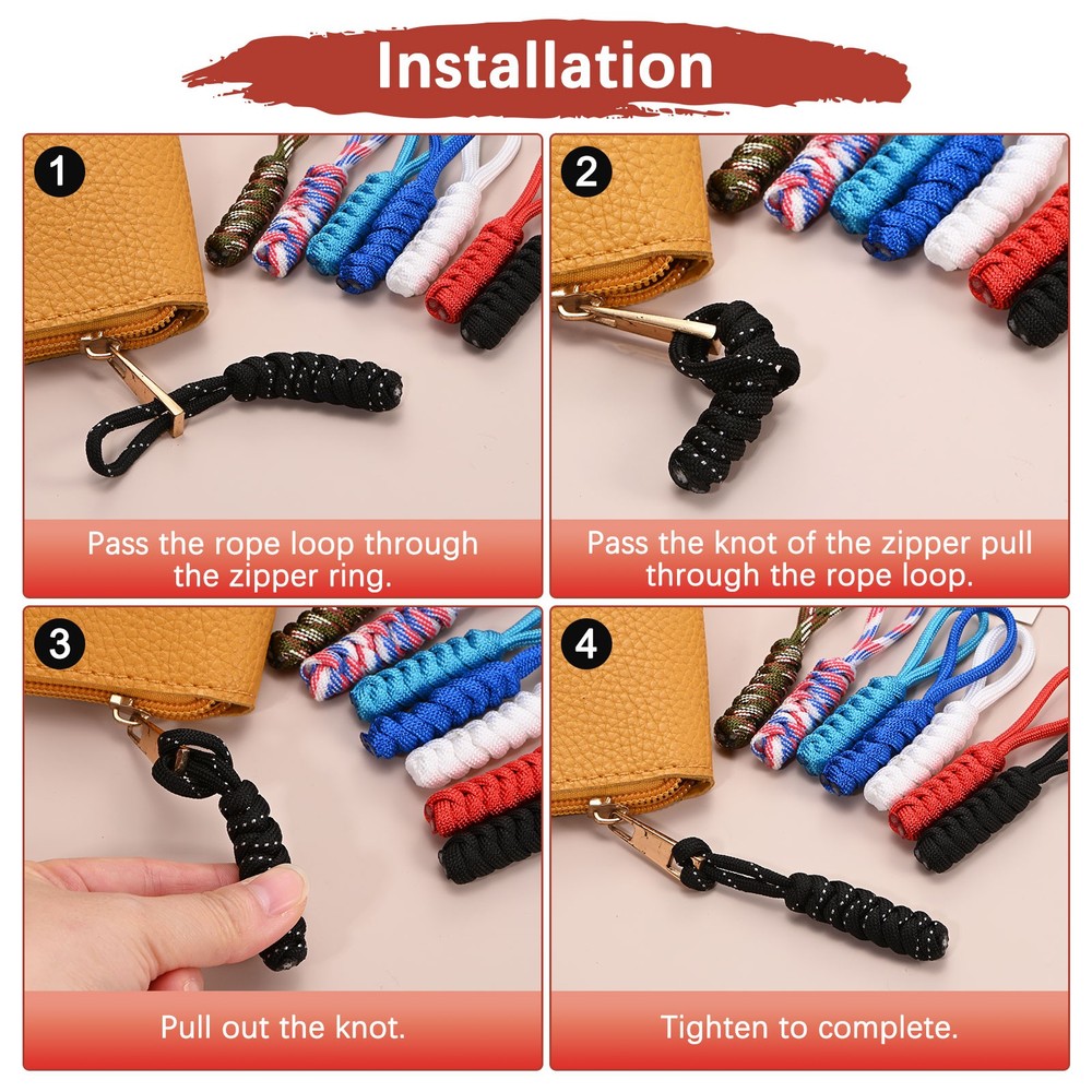 Zipper Pull Replacement [10PCS] - Paracord Pull Tab Extender -[White]