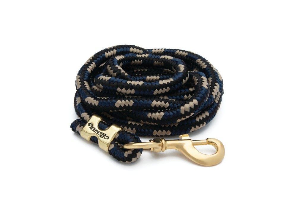 Weaver Leather, 10' Poly Lead Rope with Solid Brass 225 Snap Black & Tan