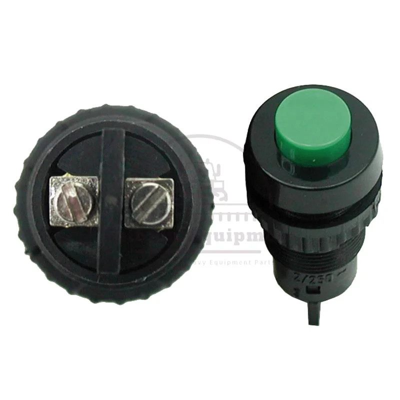 Push Button Switch Green 250V 2A 16.2mm Silver-Plated Screw Connect