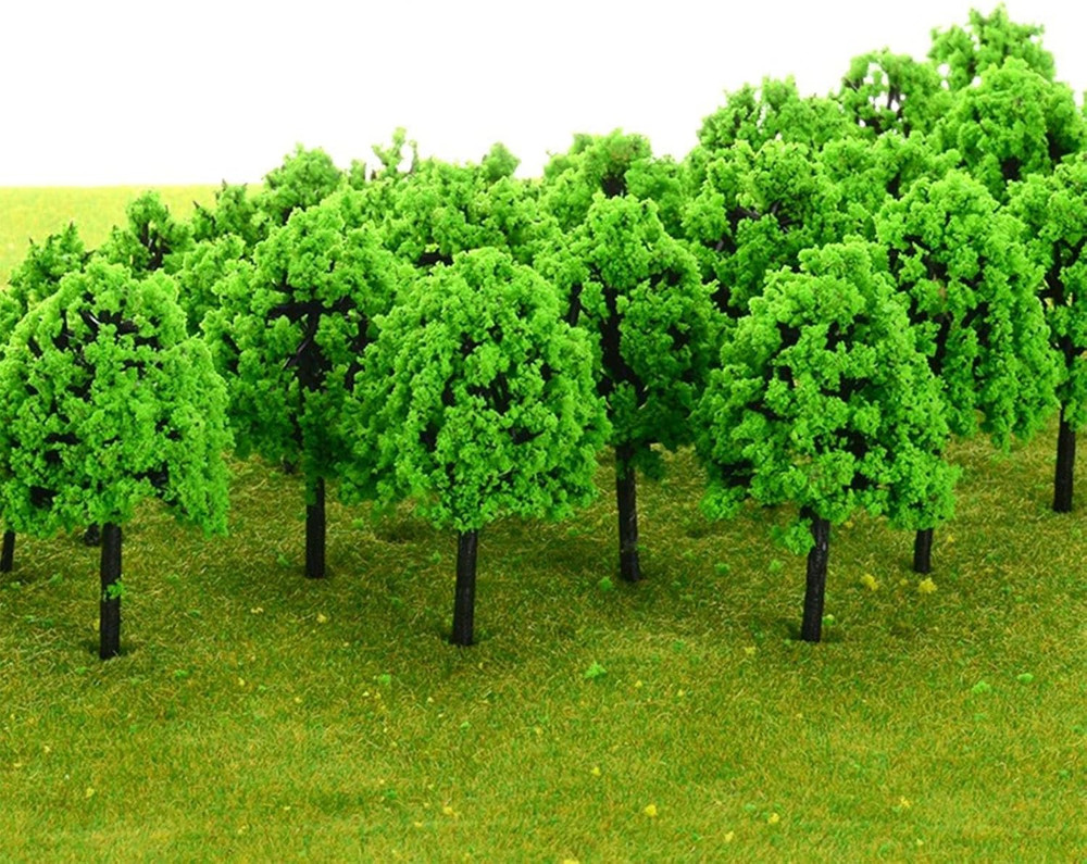 60 PCS Miniature Trees Mixed Model Trees Mixed Colors Accessories Model Train Sc