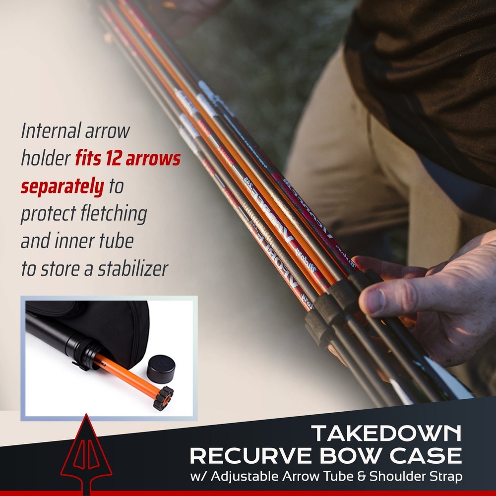 Universal Takedown Recurve Bow Case | Fully padded foam case includes adjusta...