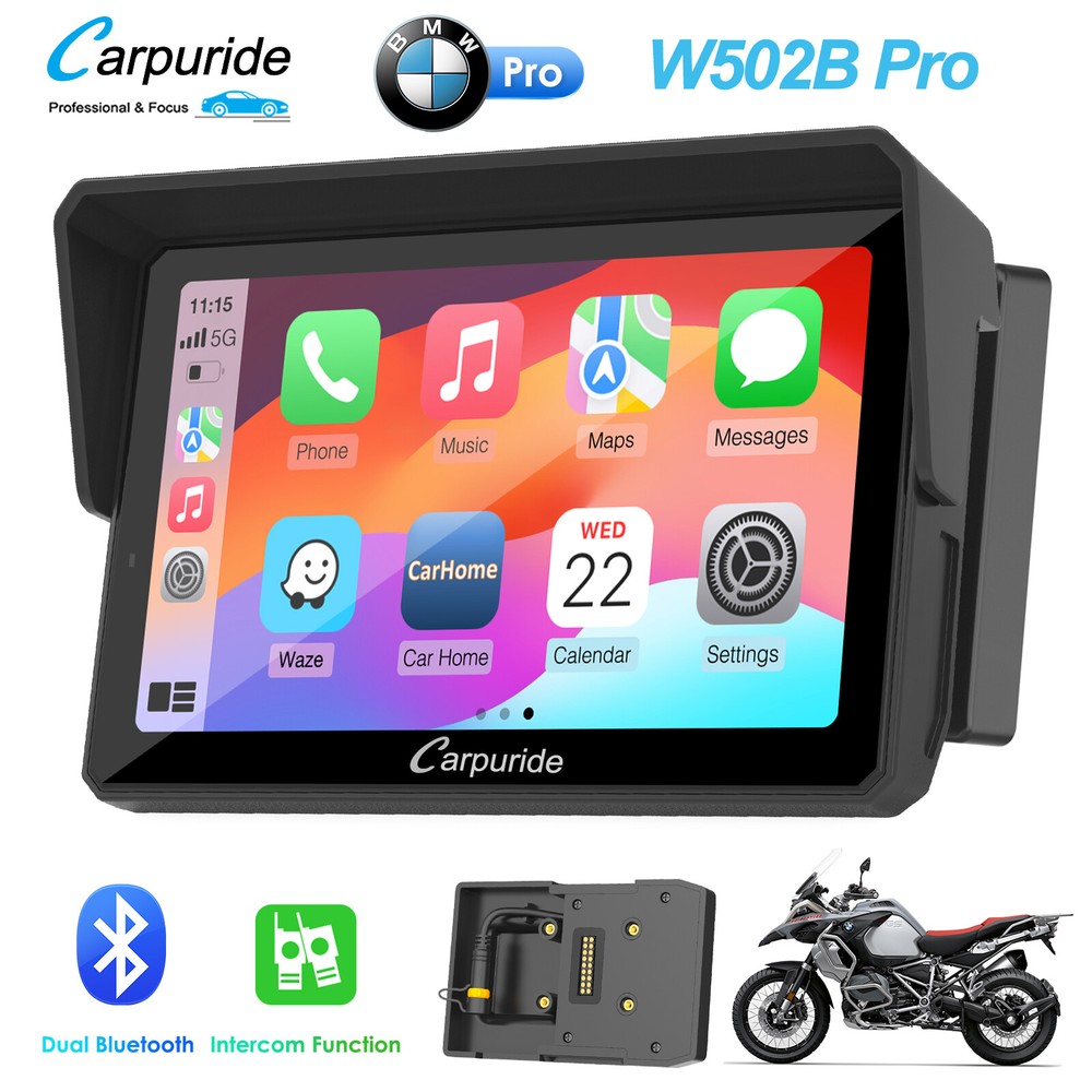 Carpuride W502B Pro BMW Motor Carplay Android Auto Intercom Compass Waterproof