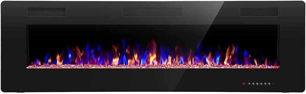 Electric Fireplace, Recessed and Wall Mounted , Remote , Timer, Adjustable Flame