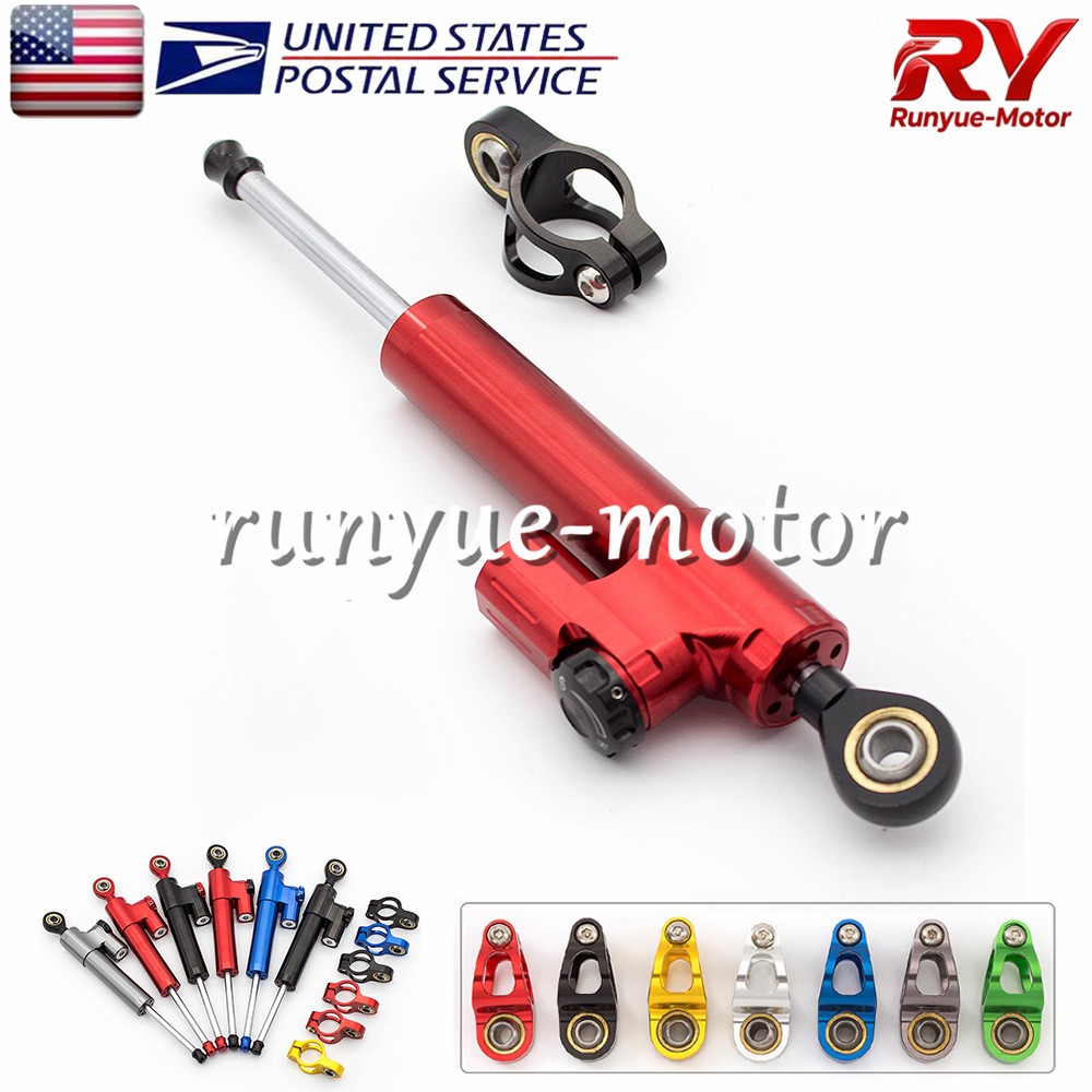 Red CNC Adjustable Steering Damper Stabilizer Linear Control Universal Aluminum