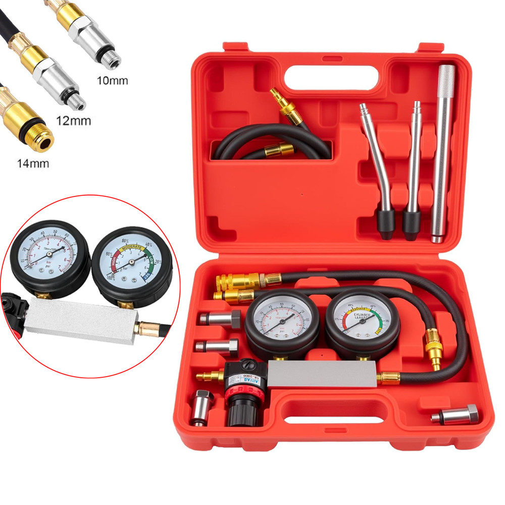 Multi-Function Cylinder Leak Down Tester Gasoline Engine Compression Gauge Test