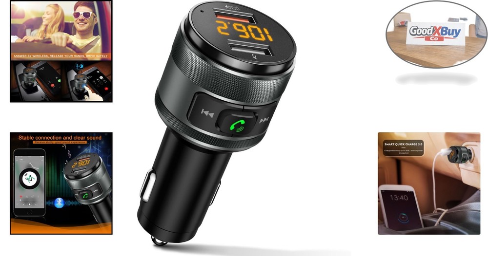 Bluetooth 5.4 FM Transmitter for Car, MP3 Player, Wireless Radio Adapter, QC ...