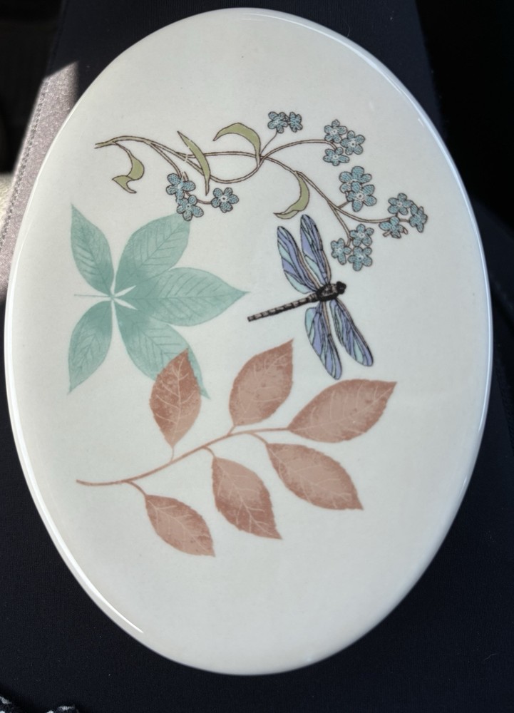 Spring florals And dragonfly Ceramic Soap Dish