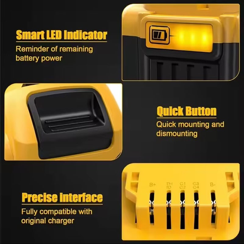 4 Pack 20V 8Ah Lithium-lon Battery Replacement for Dewalt -Compact XR Design