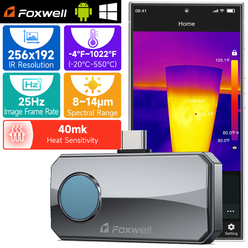 FOXWELL Thermal Imaging Infrared Camera For Android Type-C 256x192 IR Resolution