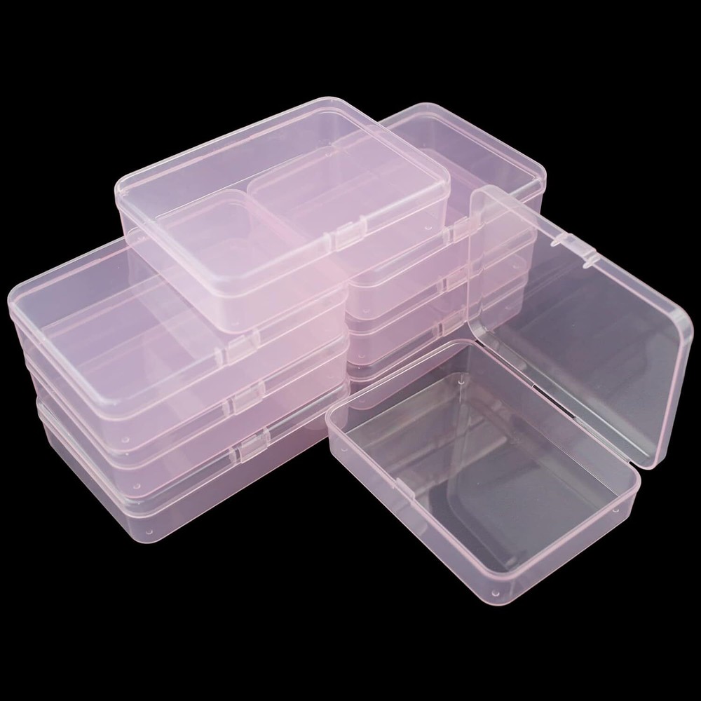 Goodma 8 Pieces Rectangular Plastic Boxes Empty 4.5 x 3.3 x 1.1 inch, Pink
