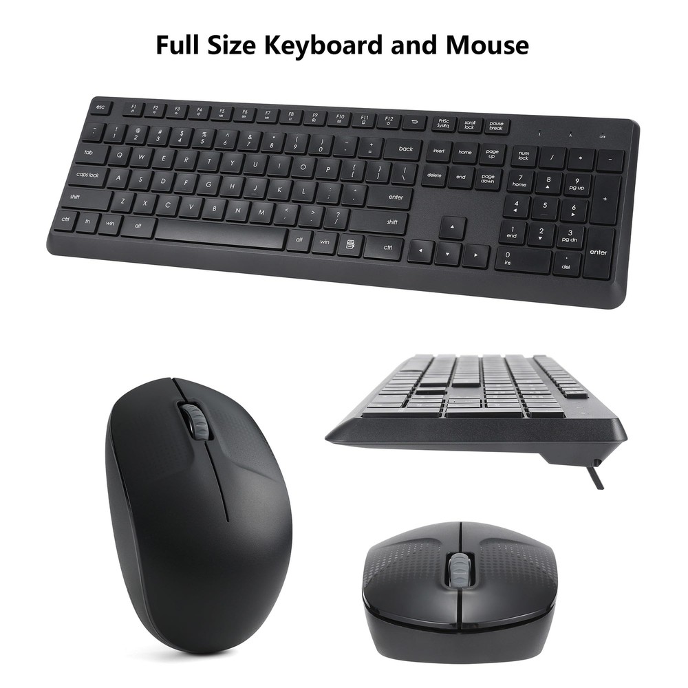 Wireless Keyboard and Mouse Combo for Windows 2.4G Full-Sized External Cordle...