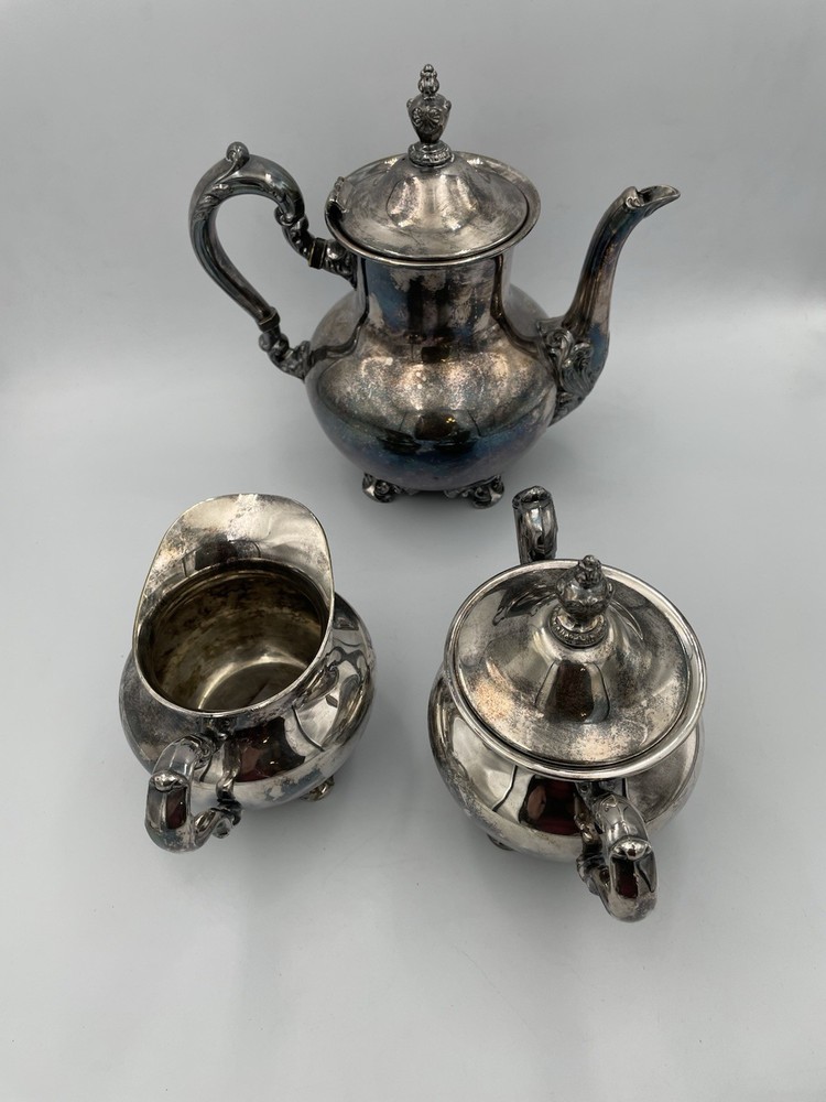 3pc Old English By Poole #5000 Silverplated Pitcher/Tea Service Creamer MCM