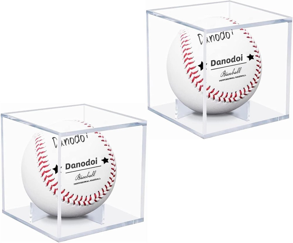 2 Pack Baseball Display Case UV Protected Acrylic TWO PACK, Clear-2