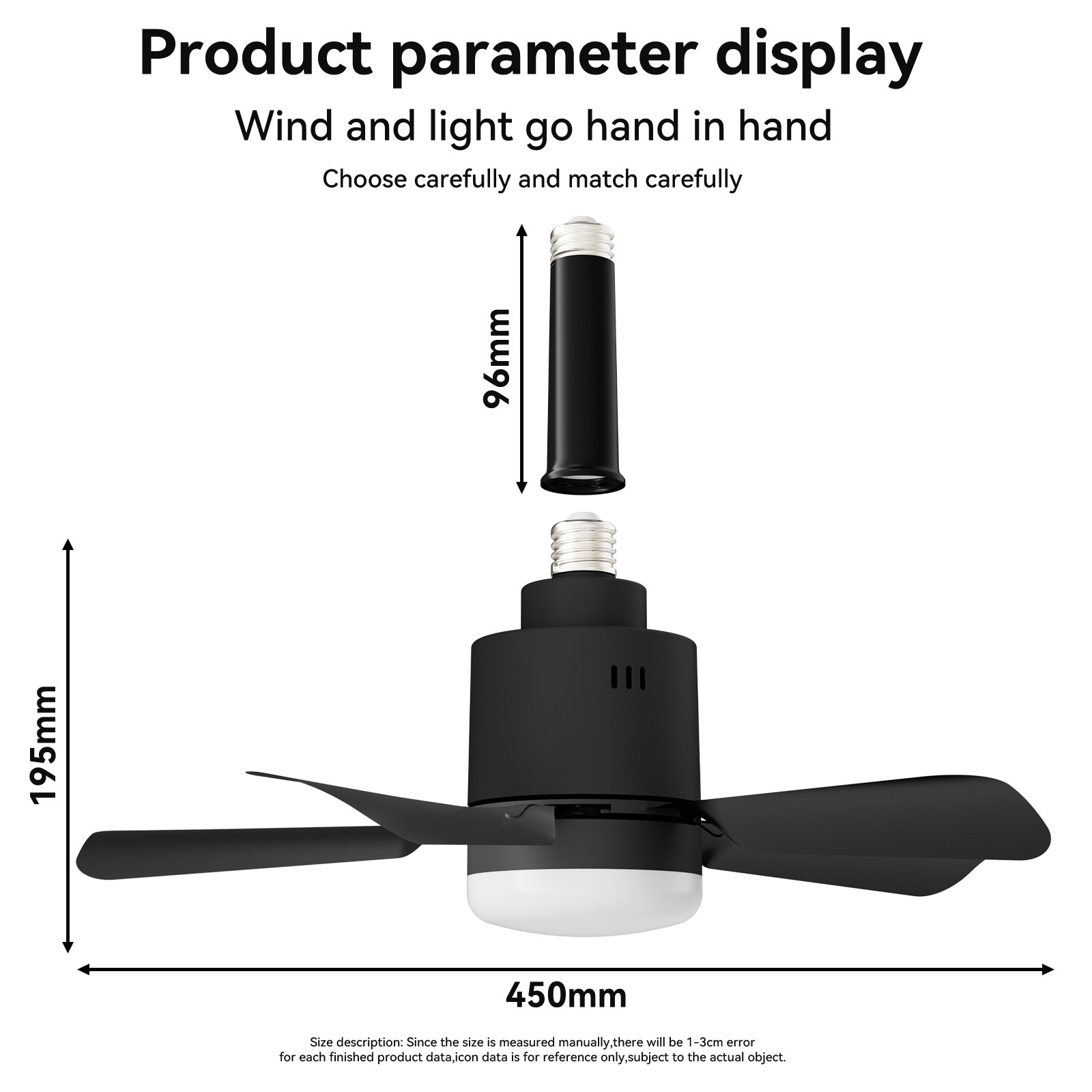 Socket Ceiling Fans with Lights and Remote- Socket Fan light with Dimmable Led