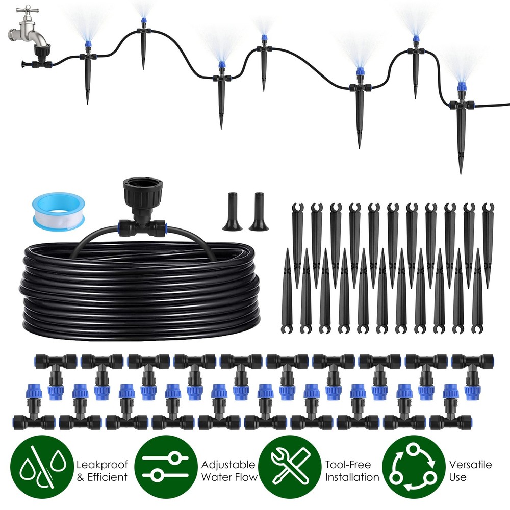 75Ft Drip Irrigation Garden Watering System Automatic Kit with 20 Mist Nozzle
