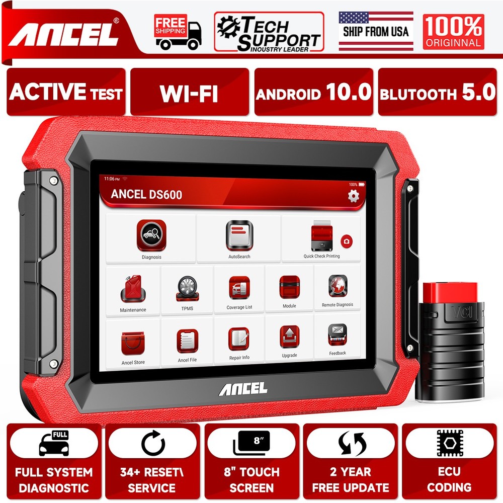 Ancel DS600 Bi-directional OBD2 Scanner All System ECU Coding Diagnostic Tool