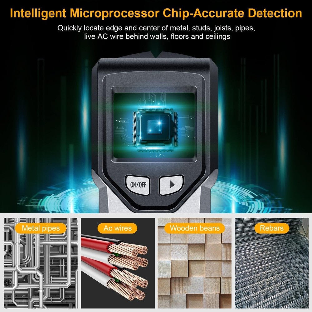Stud Finder Wall Scanner - 5 in 1 Stud Finder Tool W/Microprocessor Chip and HD