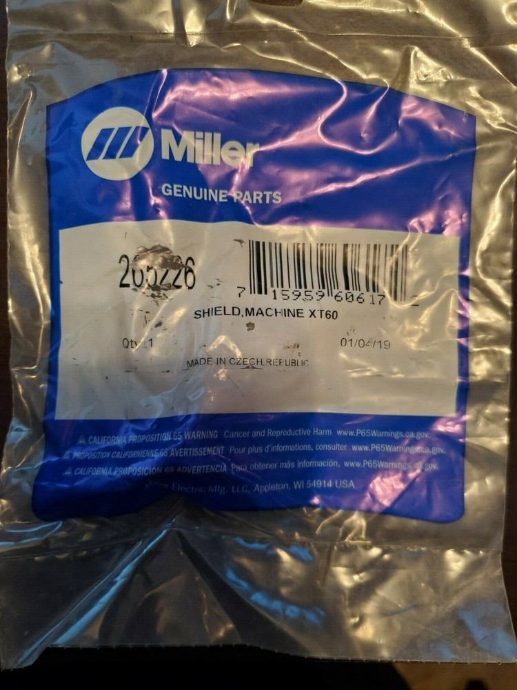 Miller 265226 Shield, Machine XT60, Qty.1