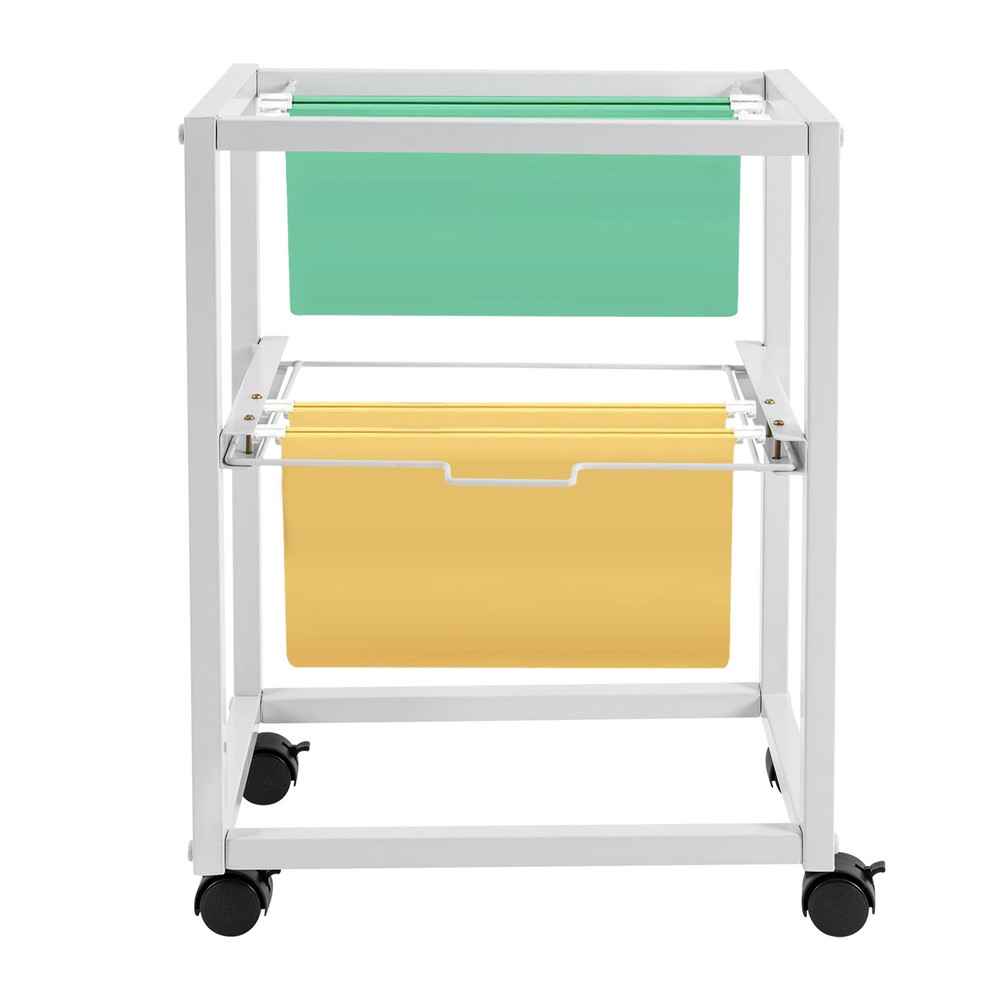 Rolling File Cart With Wheels, 2-Tier Movable Design For Easy Organization