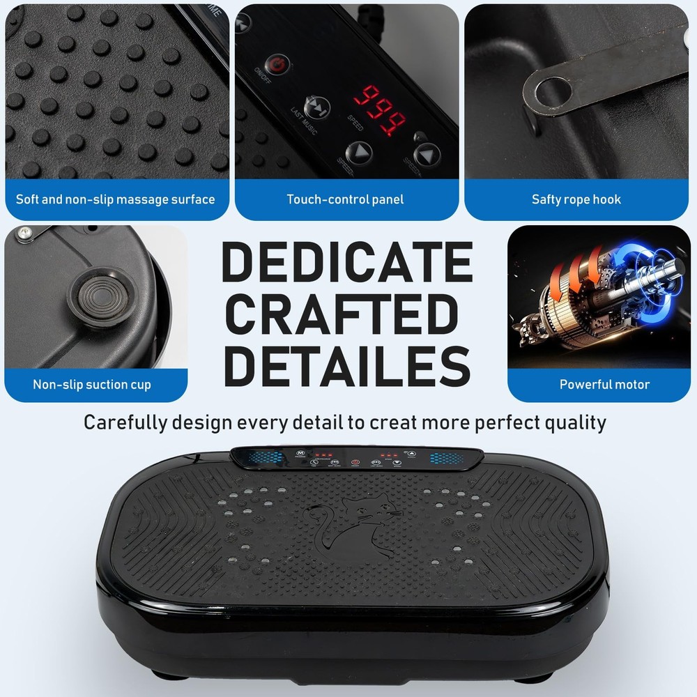 Vibration Plate Exercise Machine, 500 Lbs Capacity, with Bluetooth and LED Di...