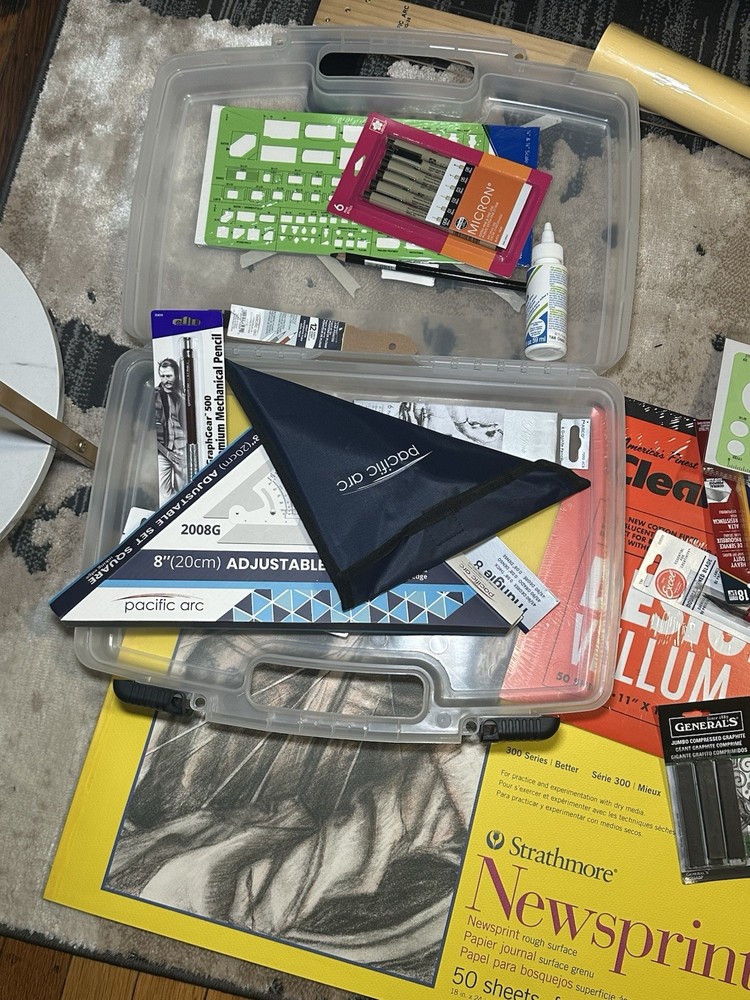 Pacific Arc, Strathmore, Krylon Drafting Kit with Triangle, Templates, Pencils