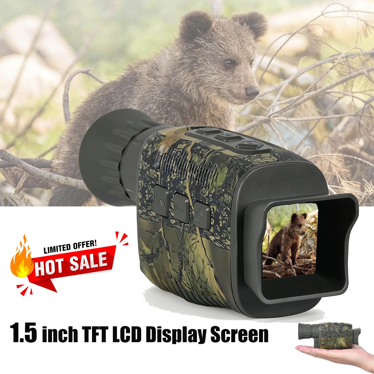 Night Vision Monocular Camouflage Infrared Camera, Take Photos and 960P Video