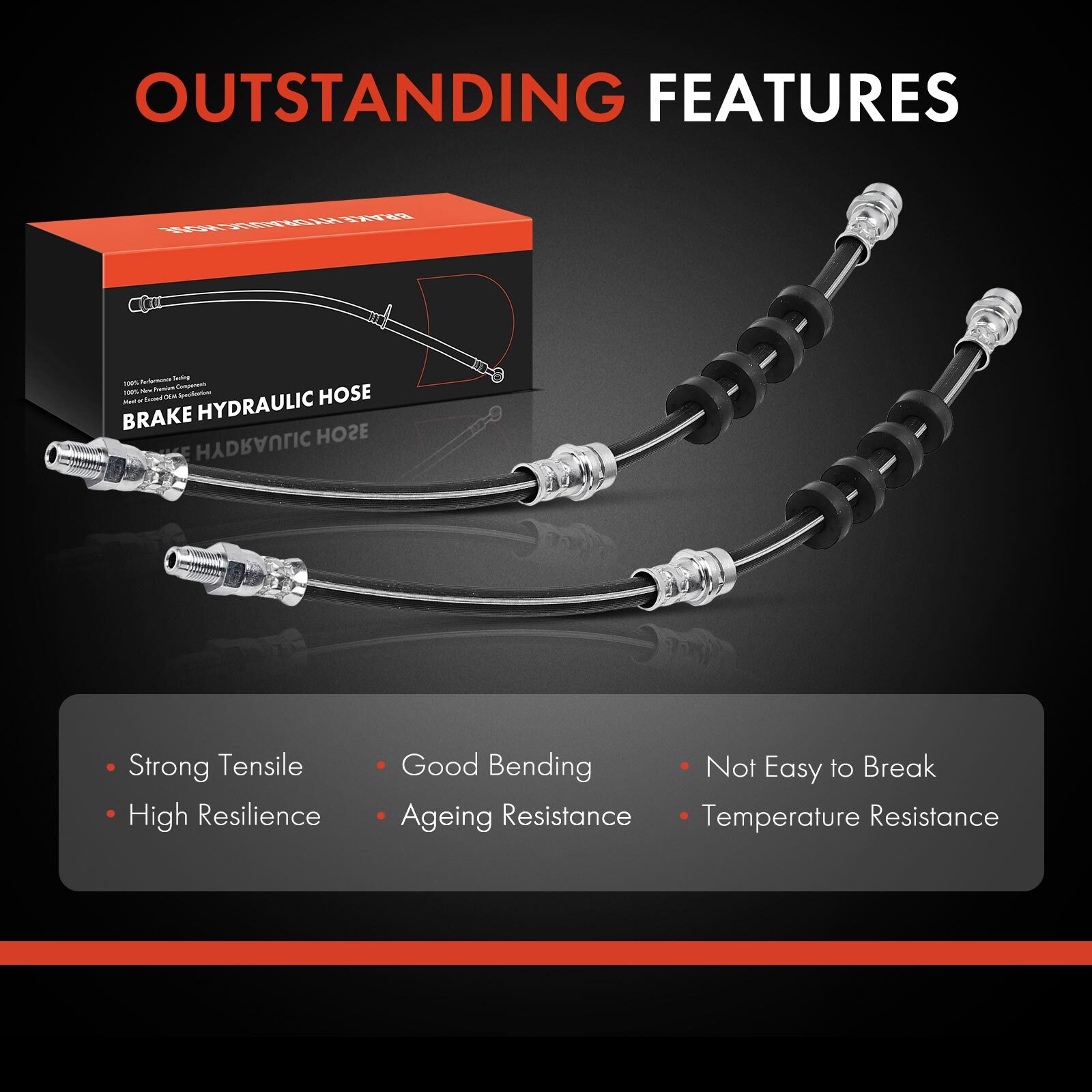 2Pcs Front Side Brake Hydraulic Hose for Ford Escape 08-12 Mazda Tribute Mercury