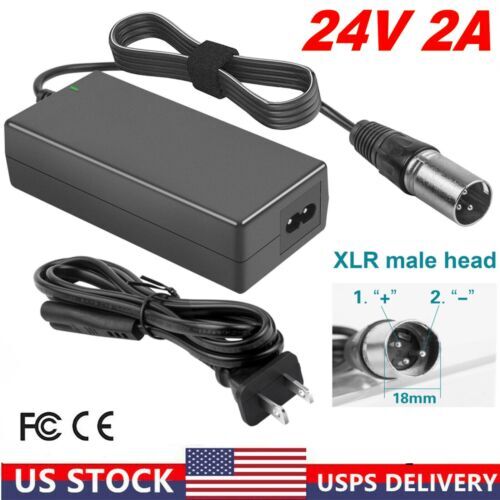 24V 2A New Electric Scooter Battery Charger for Go-Go Elite Traveller Plus HD US