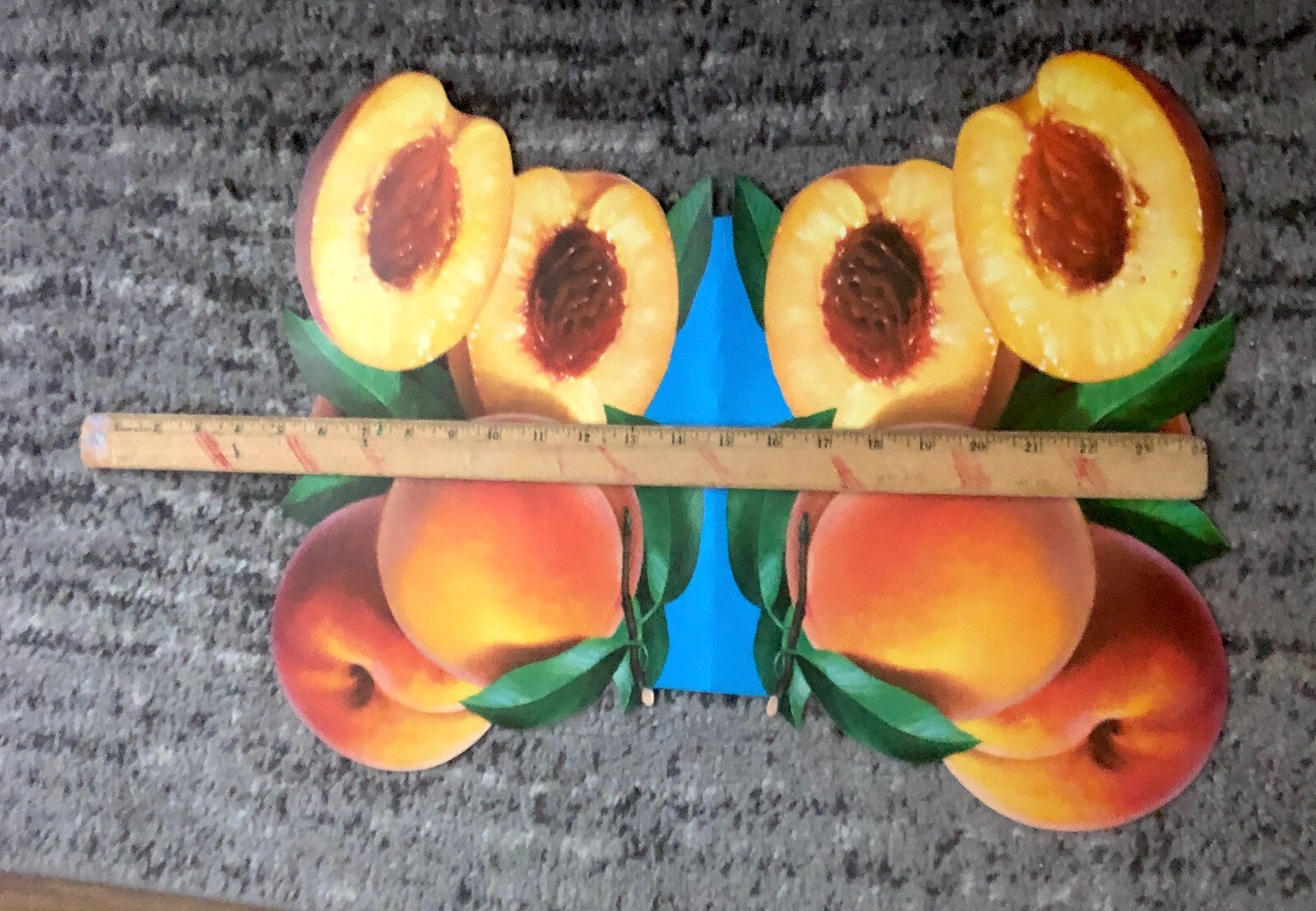 Vintage 1950s Peach Fruit Sign | Original Paper Grocery Store Poster NOS Old