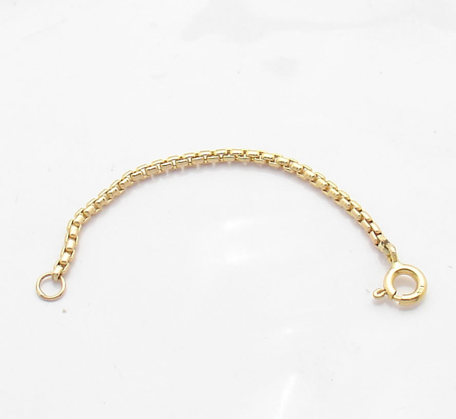 1.7mm Round Box Extender 4 Bracelet Necklace Chain Pendant Real 14K Yellow Gold